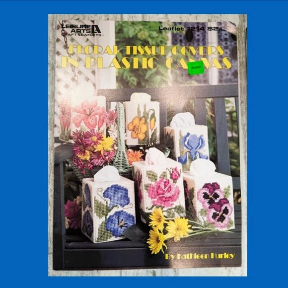 5 Vintage Leasure Arts Craft Leaflets Plastic Canvas Covers Coasters Holiday - Picture 4 of 13